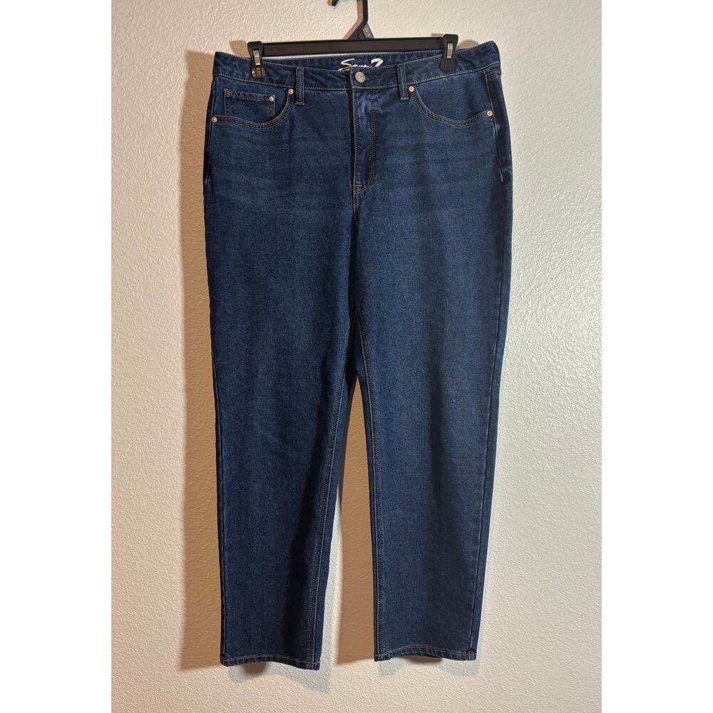 Seven7 Women's Size 14 Slim Straight Jean Dark Wash Denim Casual Closet Staple